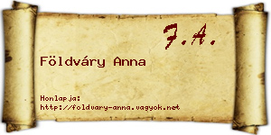 Földváry Anna névjegykártya