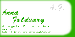 anna foldvary business card